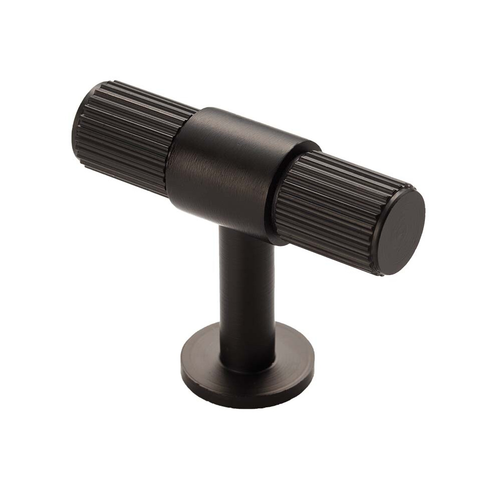 (50Mm T-Bar Knob) Matt Black Reeded Cabinet Knob 18Mm 320Mm Handle 5056767302319
