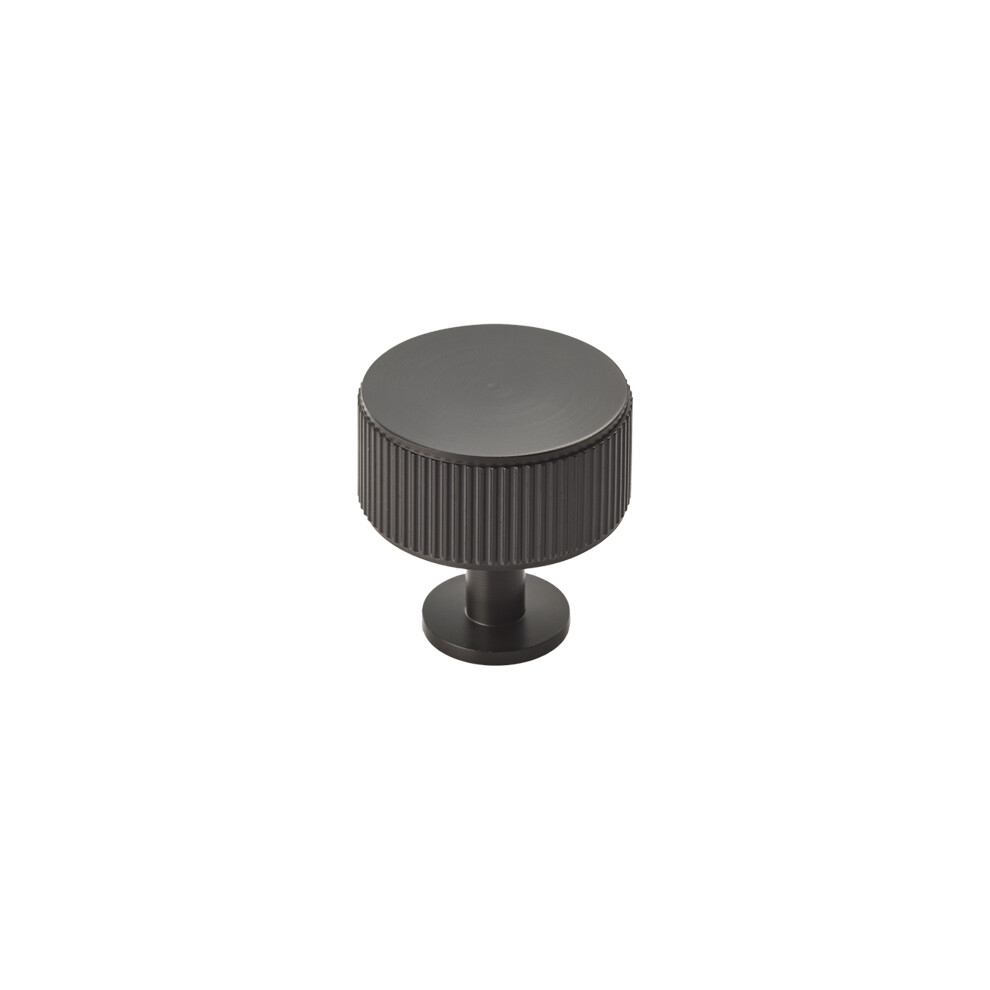 (35Mm Knob) Matt Black Reeded Cabinet Knob 18Mm 320Mm Handle 5056767302326