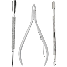 Professional Toenail Cuticle Nippers + 2 Pusher Set - Heavy-Duty Manicure & Pedicure Kit for Men & Women