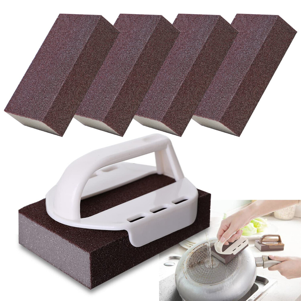 ApTimcity Nano Carborundum Sponge 4/8pc Emery Sponge Kitchen Pot Brush with Handle Magic Eraser Scrub Kitchen Removal Sponge for Quickly Cle-image-OPC-PFNJ5V8-NEW