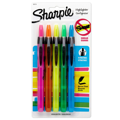 Sharpie Accent Retractable Assorted 5 pachet