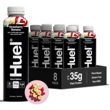 Huel Black Edition Ready-to-Drink Strawberry Banana Flavour High Protein Drink 35g Protein Per Bottle Not Just A Meal Replacement (8x 500ml bottles)