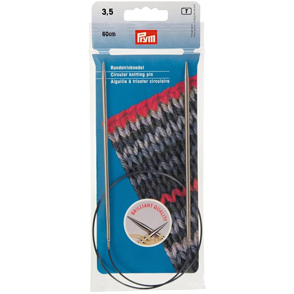 Prym 24"" Circular Brass  3.5mm Knitting Needles  Silver