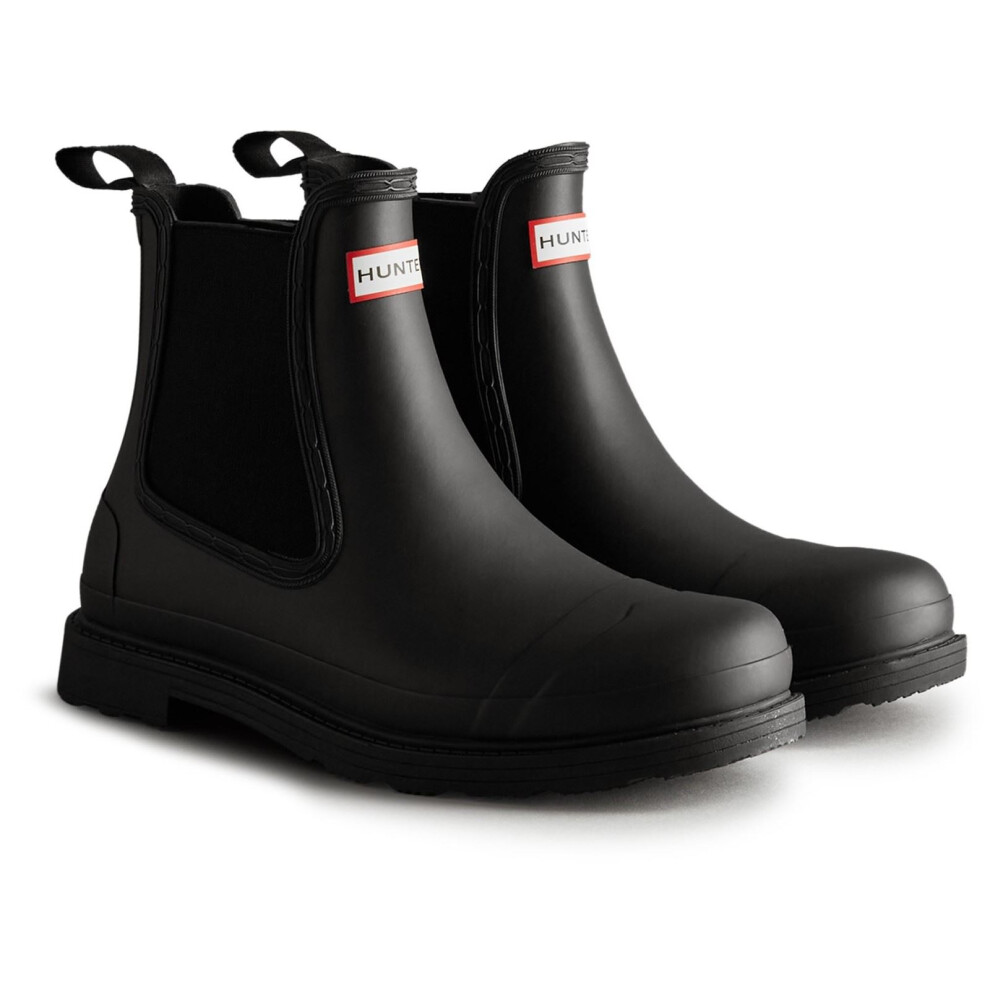 (Black, 9 (Adults')) Hunter Commando Rubber Men's Black Wellington Boots