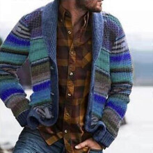 (2XL,Blue)Men Loose Top Cardigan Coat Sweater Long Sleeve Keep Warm Fashion For Winter