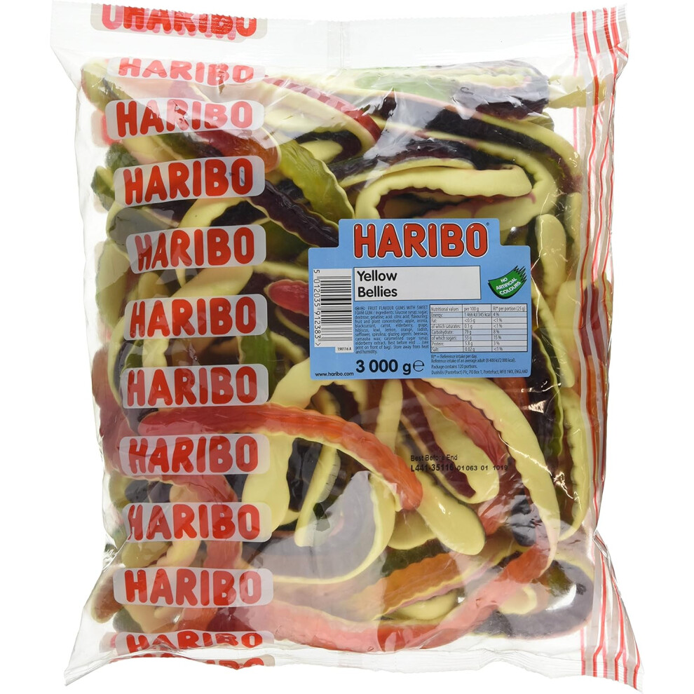 HARIBO Pack Of 1 Yellow Belly Giant Snakes Yellow Bellies Bulk Sweets 3 Kg