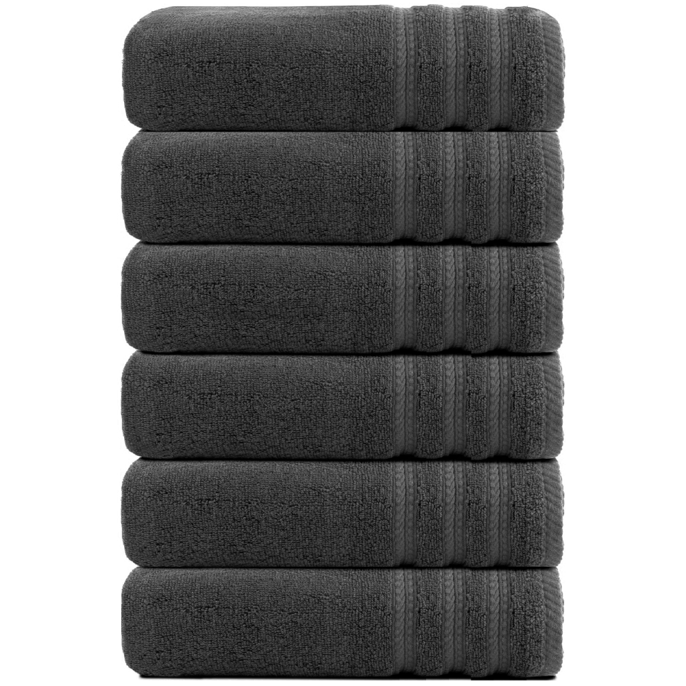 Msq (Charcoal Grey) Jumbo Bath Towels 6 Pack 100% Egyptian Cotton Super Soft Bath Sheets (75X150cm) Highly Absorbent Towel Set 500-Gsm