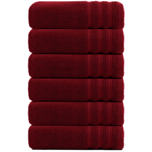 (Red) Jumbo Bath Towels 6 Pack 100% Egyptian Cotton Super Soft Bath Sheets (75x150cm) Highly Absorbent Towel Set 500-GSM