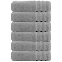 (Silver) Jumbo Bath Towels 6 Pack 100% Egyptian Cotton Super Soft Bath Sheets (75x150cm) Highly Absorbent Towel Set 500-GSM
