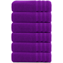 (Purple) Jumbo Bath Towels 6 Pack 100% Egyptian Cotton Super Soft Bath Sheets (75x150cm) Highly Absorbent Towel Set 500-GSM