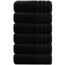 (Black) Jumbo Bath Towels 6 Pack 100% Egyptian Cotton Super Soft Bath Sheets (75x150cm) Highly Absorbent Towel Set 500-GSM