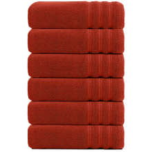 (Orange) Jumbo Bath Towels 6 Pack 100% Egyptian Cotton Super Soft Bath Sheets (75x150cm) Highly Absorbent Towel Set 500-GSM