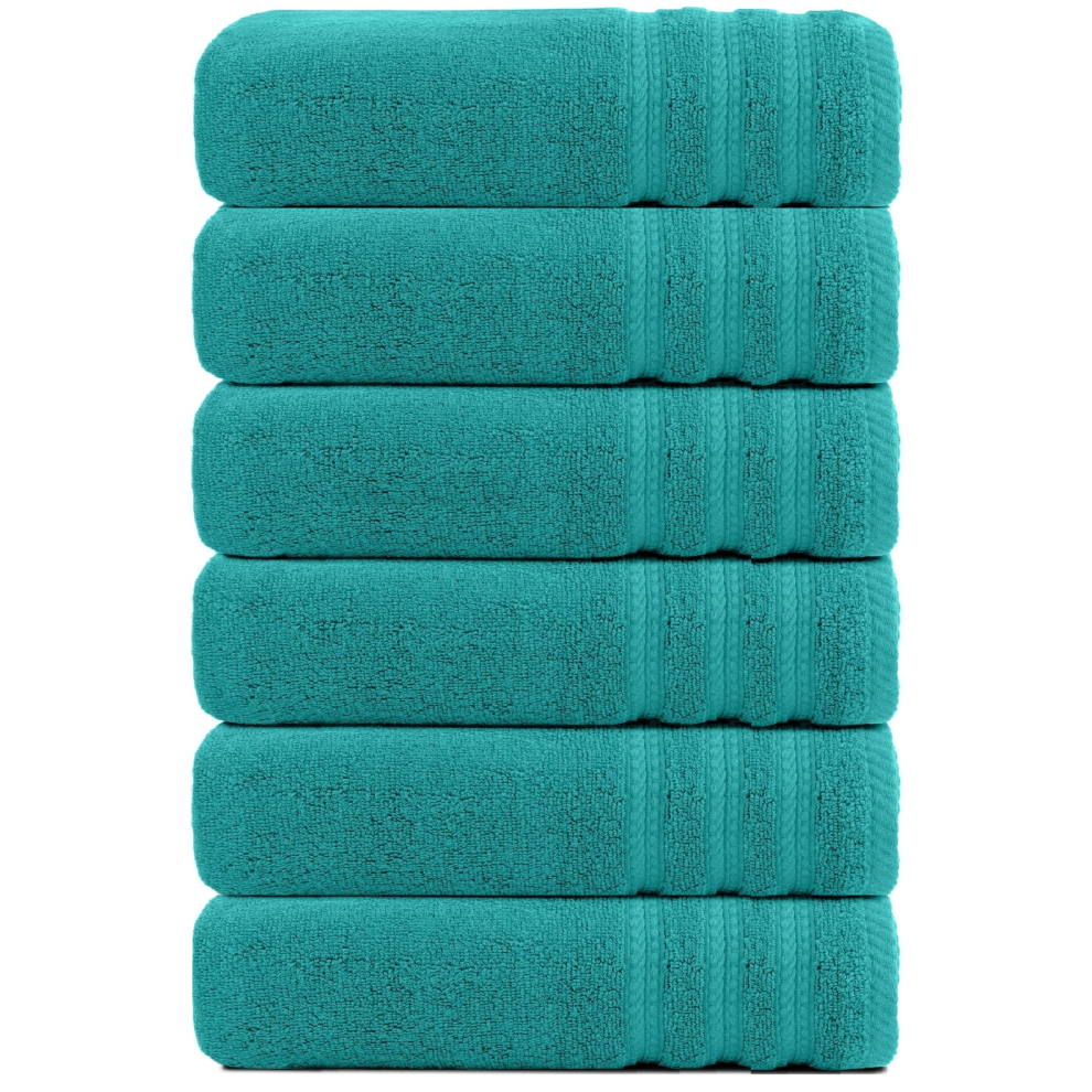 Msq (Turquoise) Jumbo Bath Towels 6 Pack 100% Egyptian Cotton Super Soft Bath Sheets (75X150cm) Highly Absorbent Towel Set 500-Gsm