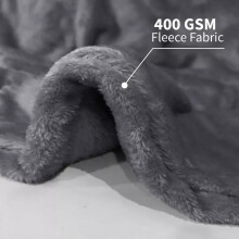 (Grey, Double) Faux Fur Fleece Throw Soft Warm Mink Sofa Blanket