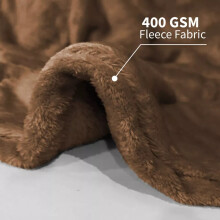 (Brown, Single) Faux Fur Fleece Throw Soft Warm Mink Sofa Blanket