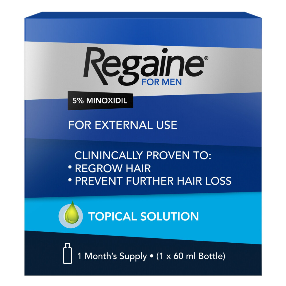 Regaine 5% Topical Solution Hair Growth Treatment & Hair Loss Solutions for Men with Minoxidil - 60mL