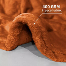 (Rust, Single) Faux Fur Fleece Throw Soft Warm Mink Sofa Blanket
