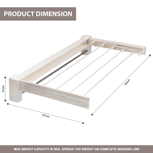Wall Mounted 70cm Airer Towel Drying Rack Extendable Fold Clothes Dryer UK 1