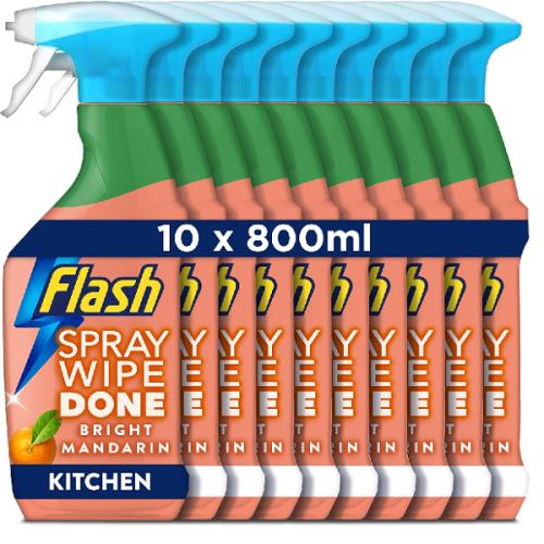 Flash Flash Spray Wipe Down Kitchen Trigger Spray Bright Mandarin (10x 800ml)
