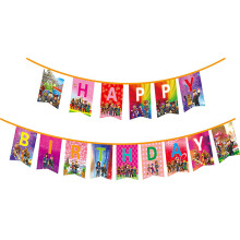 (Banner) Game Theme Roblox Party Supplies Kids Birthday Banners Cake Decorations Toppers