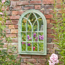 Green Wall Garden Mirror Large Outdoor Verdigris Arched Vintage Window