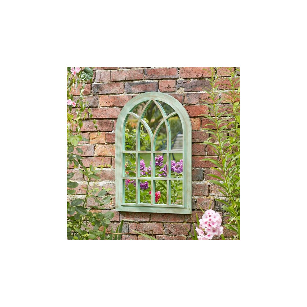Green Wall Garden Mirror Large Outdoor Verdigris Arched Vintage Window