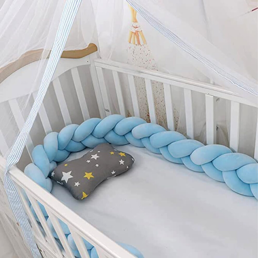 (150cm, No01) Braided Cot Bumper, Anti-Collision Head Crib Bumper,Cotton Soft Knot Pillow,3 Shares Baby Cot Bumpers Braided,Knotted Cot Bed Bumper