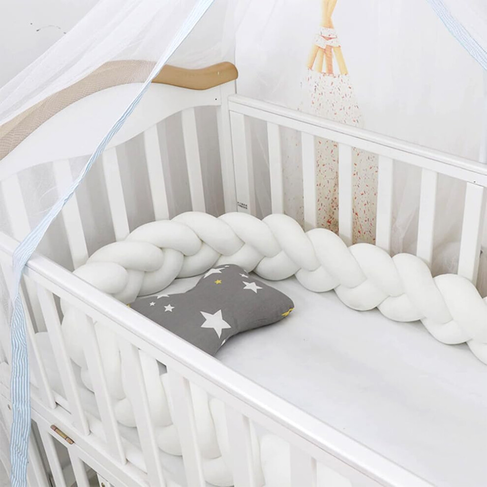 (200cm, No08) Braided Cot Bumper, Anti-Collision Head Crib Bumper,Cotton Soft Knot Pillow,3 Shares Baby Cot Bumpers Braided,Knotted Cot Bed Bumper