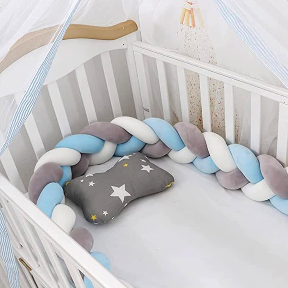 (200cm, No13) Braided Cot Bumper, Anti-Collision Head Crib Bumper,Cotton Soft Knot Pillow,3 Shares Baby Cot Bumpers Braided,Knotted Cot Bed Bumper