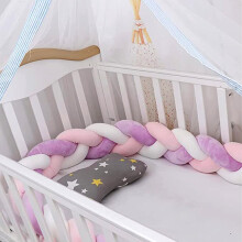 (250cm, No12) Braided Cot Bumper, Anti-Collision Head Crib Bumper,Cotton Soft Knot Pillow,3 Shares Baby Cot Bumpers Braided,Knotted Cot Bed Bumper