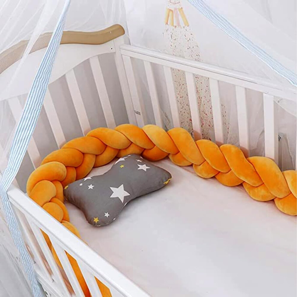 (400cm, No05) Braided Cot Bumper, Anti-Collision Head Crib Bumper,Cotton Soft Knot Pillow,3 Shares Baby Cot Bumpers Braided,Knotted Cot Bed Bumper