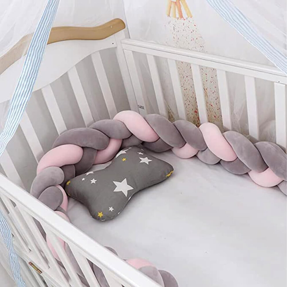 (400cm, No11) Braided Cot Bumper, Anti-Collision Head Crib Bumper,Cotton Soft Knot Pillow,3 Shares Baby Cot Bumpers Braided,Knotted Cot Bed Bumper
