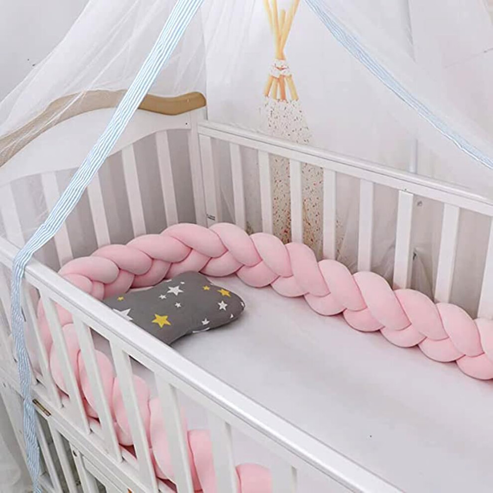 (450cm, No03) Braided Cot Bumper, Anti-Collision Head Crib Bumper,Cotton Soft Knot Pillow,3 Shares Baby Cot Bumpers Braided,Knotted Cot Bed Bumper