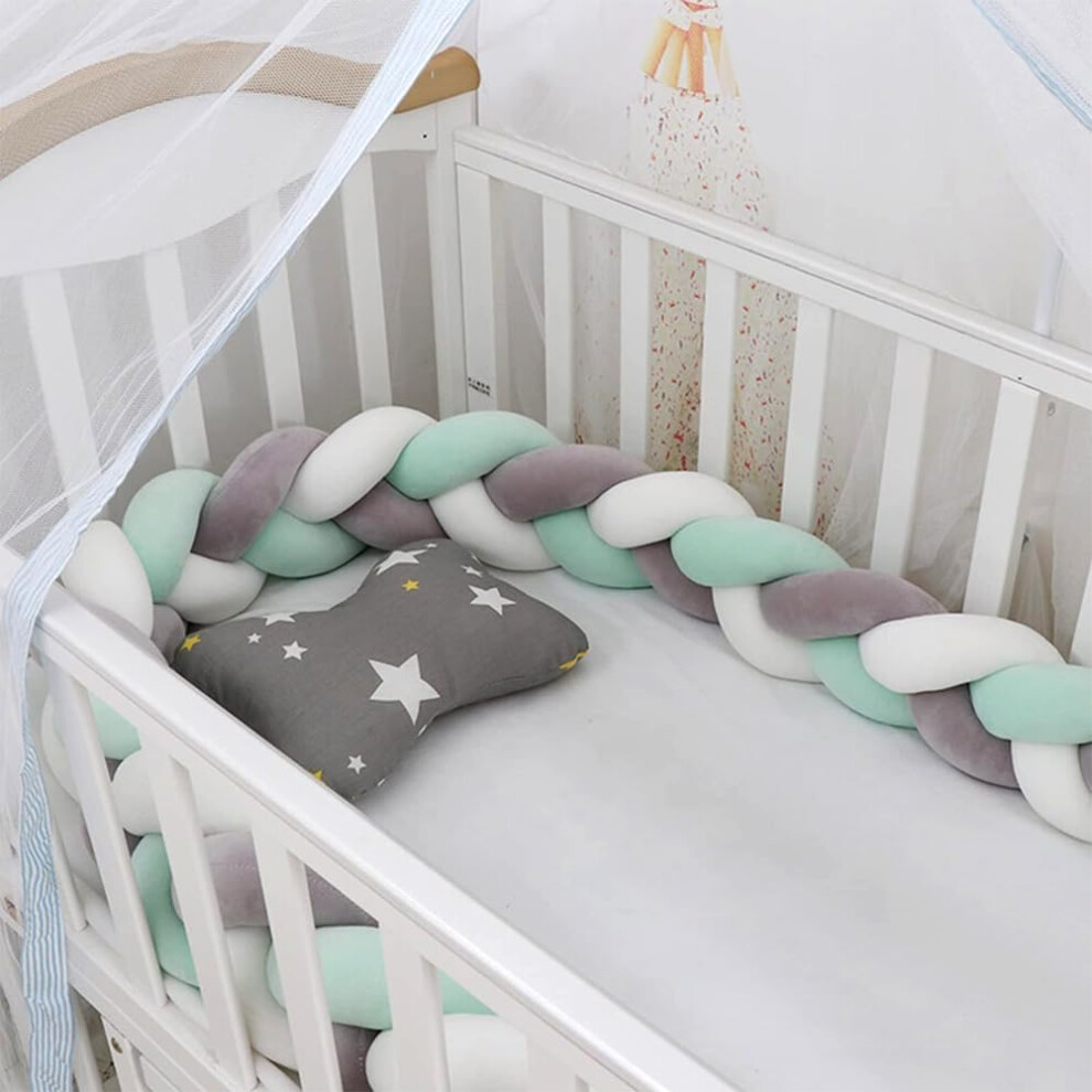 (450cm, No10) Braided Cot Bumper, Anti-Collision Head Crib Bumper,Cotton Soft Knot Pillow,3 Shares Baby Cot Bumpers Braided,Knotted Cot Bed Bumper