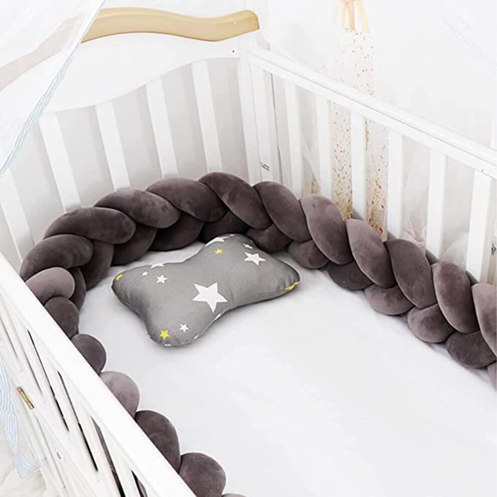 (450cm, No09) Braided Cot Bumper, Anti-Collision Head Crib Bumper,Cotton Soft Knot Pillow,3 Shares Baby Cot Bumpers Braided,Knotted Cot Bed Bumper