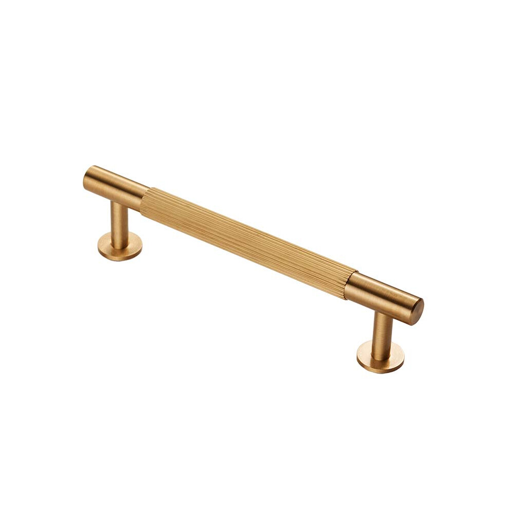 (128Mm Handle) Satin Brass Reeded Cabinet Knob 18Mm 320Mm Handle 5056767302470