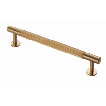 (160mm Handle) Satin Brass Reeded Cabinet Knob 18mm 320mm Handle
