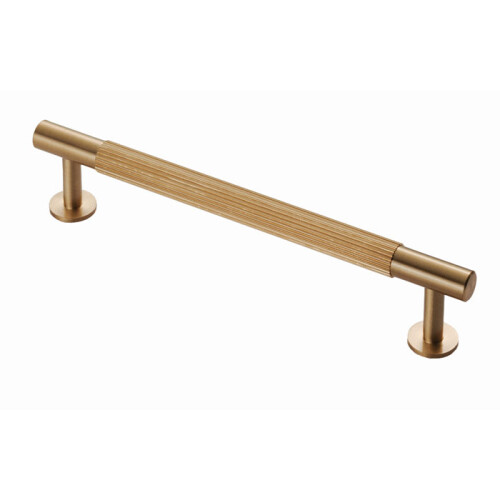 (160mm Handle) Satin Brass Reeded Cabinet Knob 18mm 320mm Handle