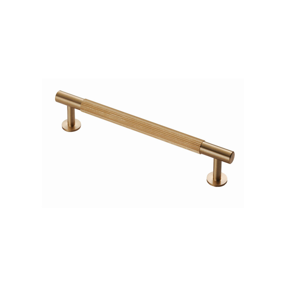 (160Mm Handle) Satin Brass Reeded Cabinet Knob 18Mm 320Mm Handle 5056767302487