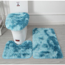 (Dark Blue) Soft Microfiber Bathroom Rugs Sets 3 Piece,Non-Slip Bath Mat Fluffy Plush Toilet Seat Cover for Bathroom,Water Absorbent Bathmat,Machine Washable