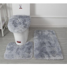 (Light Grey) Soft Microfiber Bathroom Rugs Sets 3 Piece,Non-Slip Bath Mat Fluffy Plush Toilet Seat Cover for Bathroom,Water Absorbent Bathmat,Machine Washable