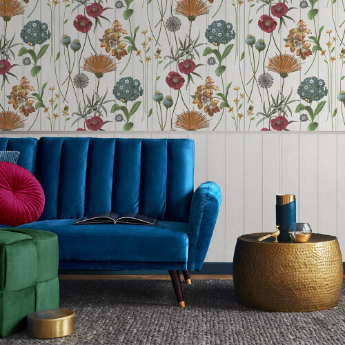 Belgravia Decor Botanist Wood Panel White Multi Wallpaper 4770 2