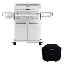 (With Cover) CosmoGrill 6 Burner Stainless Yamara 4+2 Gas BBQ