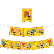 (Flag) Birthday Cuphead Themed Party Decorations Set Props Balloons Cake Toppers Flags