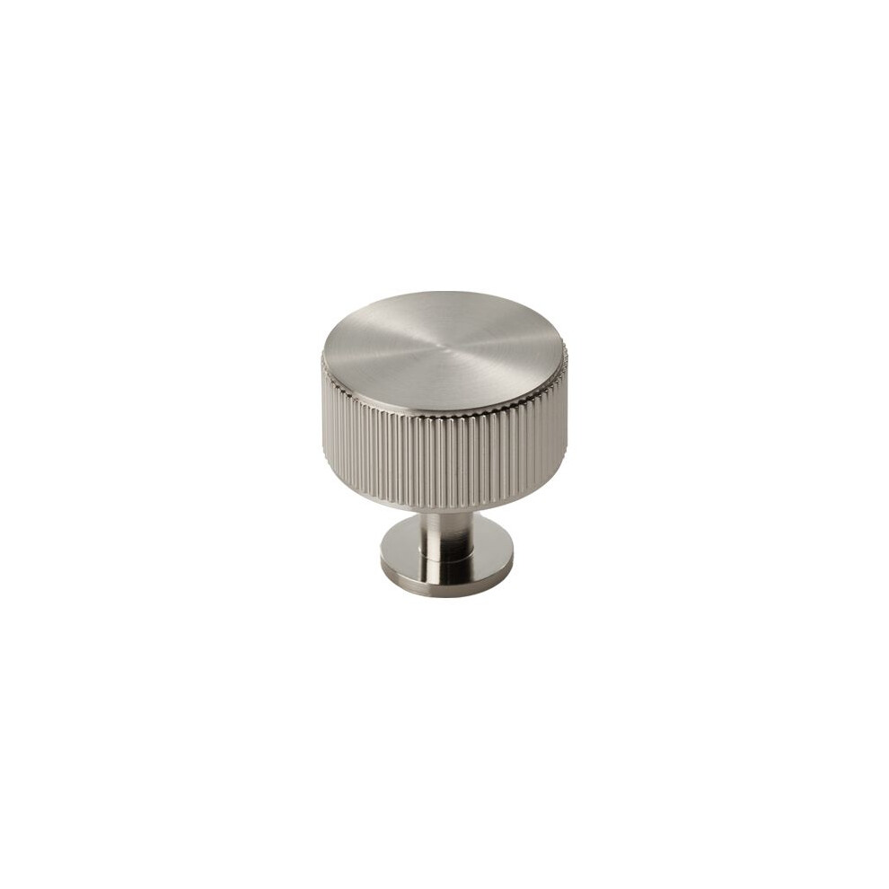(35Mm Knob) Satin Nickel Reeded Cabinet Knob 18Mm 320Mm Handle 5056767302531