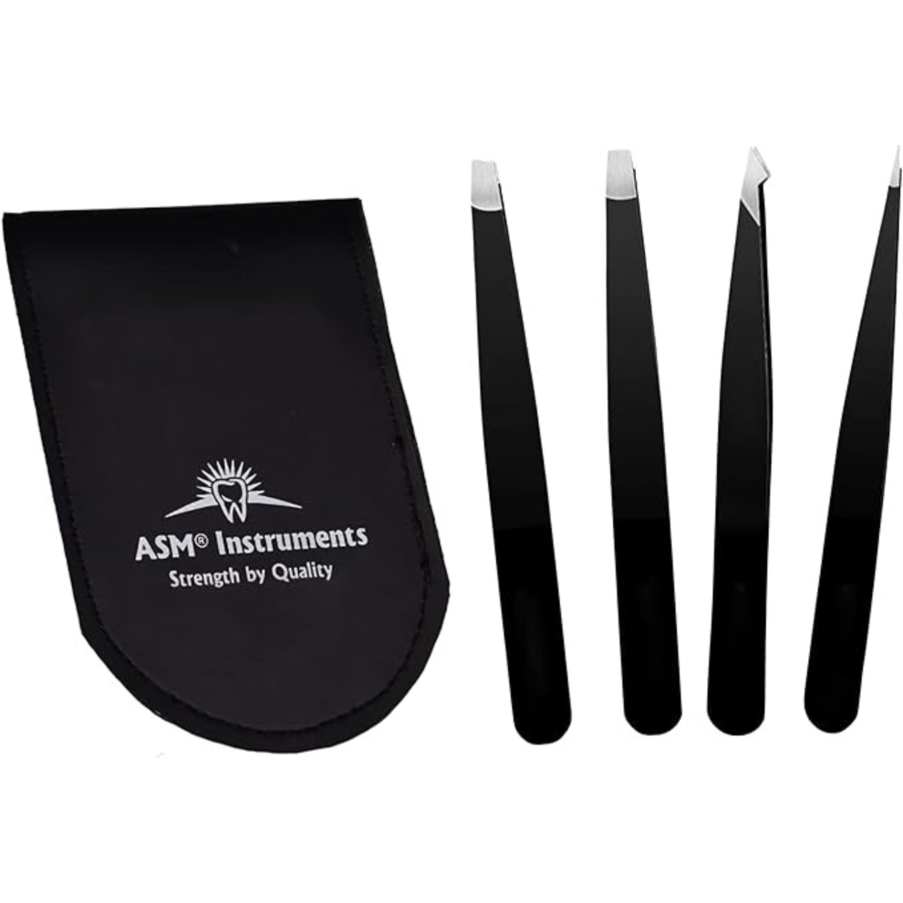 Asm Instruments Professional Eyebrow Tweezers Set - Precision Hair Remover For Women & Men, Perfect For Eyebrows, Ingrown Hair, And Eyelash Grooming