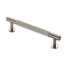 (128mm Handle) Satin Nickel Reeded Cabinet Knob 18mm 320mm Handle