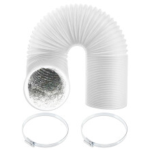 Universal Air Con Vent Hose 5" x 2.5m PVC Aluminium Foil Insulated Portable Air Conditioner Duct Outlet Pipe + Clamp Clips