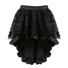 (3XL,Only skirt)Women Corset Set Peacock Embroidery Overbust Corset Floral Lace Skirt Gothic Feather Shapewear Burlesque Costume
