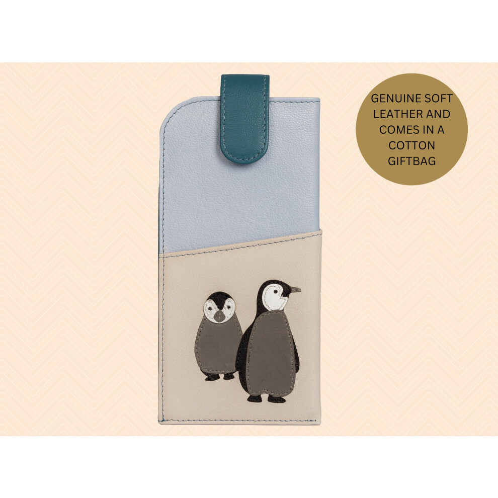 Mala Leather Blue Penguin Glasses Case Leather & Wide Fitting - Image 4
